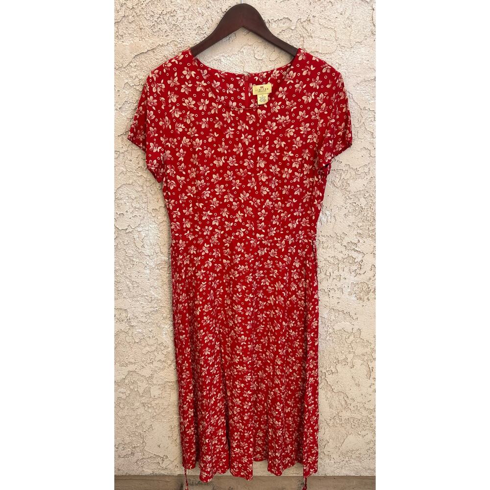 Vintage 90s The Limited Red Floral Long Dress Size Womens Medium